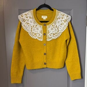 MAEVE by Anthropologie Golden Yellow Crochet Cardigan